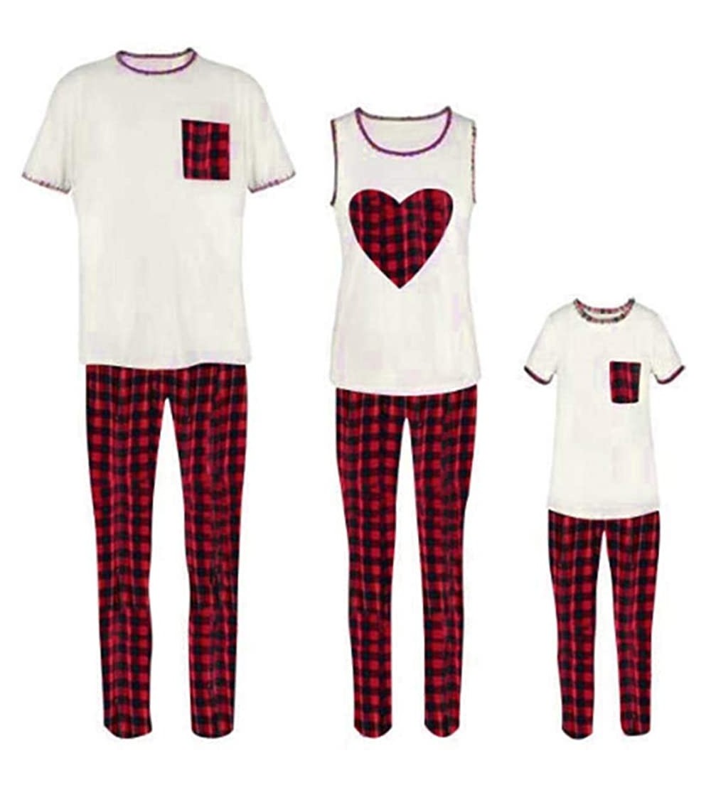 Sets Family Matching 2 PCS Cotton Plaid Pajamas Sets for Family- Couples-Vacation Sleepwear - Men - CX18R5K9QO2 $21.32