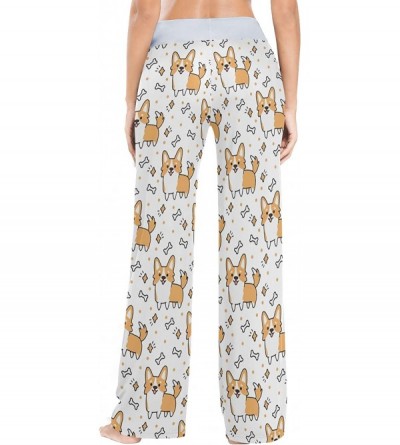 Bottoms Cute Corgi Dog with Bones Womens Pajama Pants Loose Long Lounge Sleepwear Yoga Gym Trousers - CY19DWH7427 $27.23