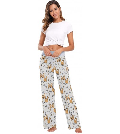 Bottoms Cute Corgi Dog with Bones Womens Pajama Pants Loose Long Lounge Sleepwear Yoga Gym Trousers - CY19DWH7427 $27.23