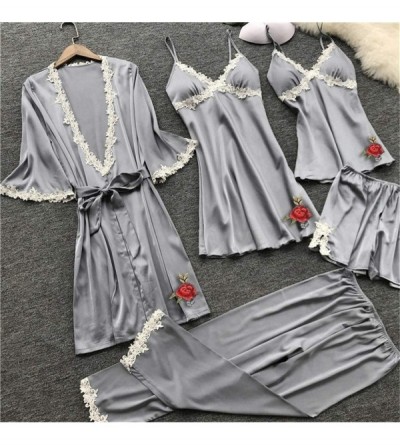 Sets Lingerie Set for Women-5PCS Valentine's Day Sexy Lace Babydoll Temptation Floral Teddy Robe Pajamas Sleepwear Tigivemen ...