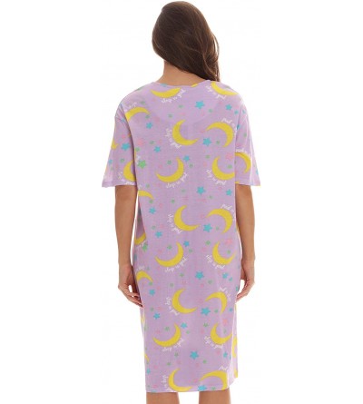 Nightgowns & Sleepshirts Short Sleeve Nightgown Sleep Dress for Women - Lilac - Sleep is Good - C3195HDN9O7 $13.79