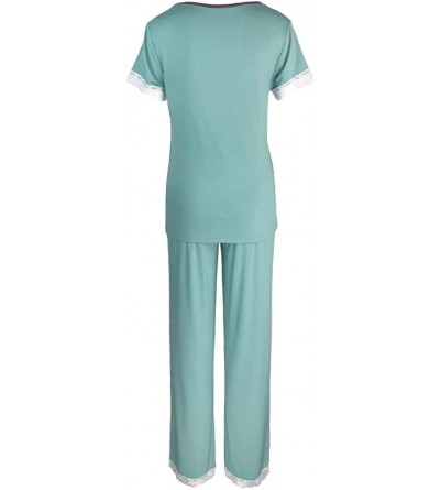 Sets Vision Brown Knot Women's Stretchable Bamboo Pajamas & loungewear set - Teal - CL18RRE82SH $45.11