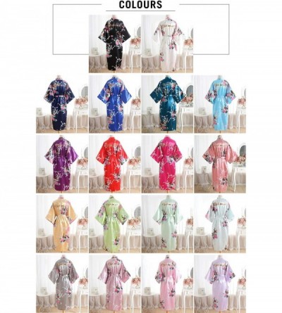 Nightgowns & Sleepshirts Glitter Bride Bridesmaid Robes Dressing Gown Kimono Satin Party Peacock Nightgown Nightwear Lightblu...