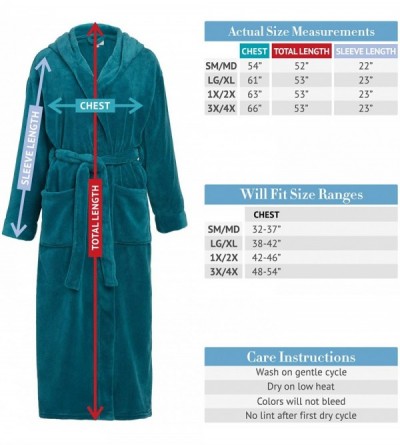 Robes Women's Plush Fleece Robe with Hood- Warm Solid Bathrobe - Light Blue - CS197EXSQYQ $47.12