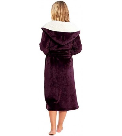 Robes Women's Sherpa Lined Long Robe - Luxury Full Length Warm Plush Fleece Bathrobe Kimono Lingerie Soft Christmas Nightwear...