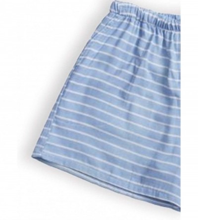 Bottoms Pajama Shorts for Women Cotton Striped Shorts Womens Lounge Shorts - Blue Striped - CY18TQTKOW0 $13.45