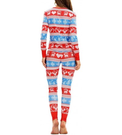 Sets Women Christmas Pajamas Matching Elk Long Sleeves Xmas Sleepwear Set Top Blouse+Pants (XL- red) - Red - C018L3XRYHY $24.70