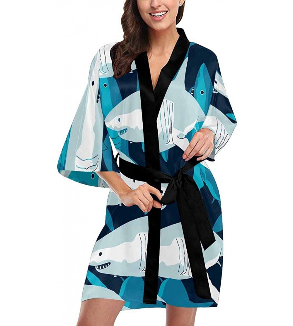 Robes Custom Striped Fashion Lips Lipstick Women Kimono Robes Beach Cover Up for Parties Wedding (XS-2XL) - Multi 4 - CJ194S4...