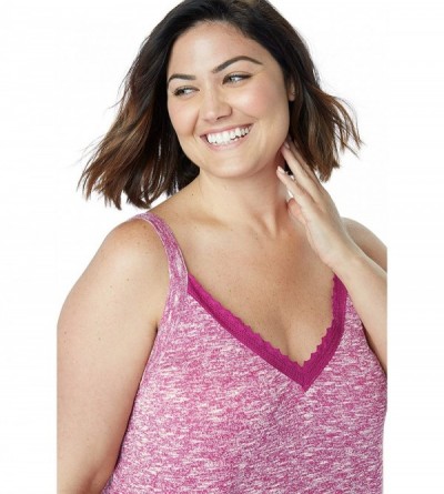 Tops Women's Plus Size Marled Lace-Trim Sleep Tank Pajama Top - Heather Charcoal Grey Marled (0684) - CA184U0L837 $26.18