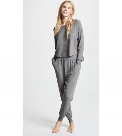 Sets Intimates Women's Sneak Peek Waffle Knit Lounge Pants - Heather Grey - CI18I4AK28Z $32.77