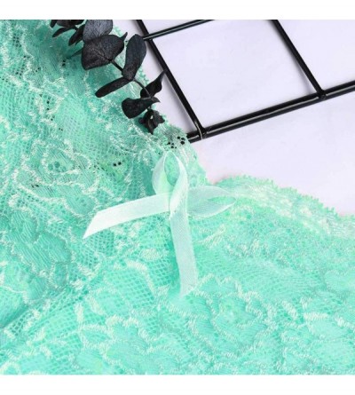 Tops New Sexy Women Lace Lingerie Plus Size Underwear Open Crotch Bowknot Underwear - Skyblue - CH18W30M9LL $11.58