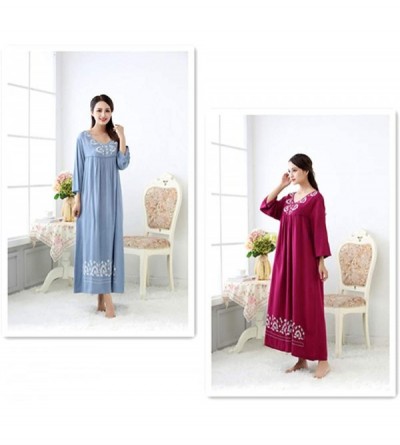 Nightgowns & Sleepshirts Women's Nightgown Loose Sleepwear Elastic Collar Full Length Victorian Pajamas - T-rose Purple - CI1...