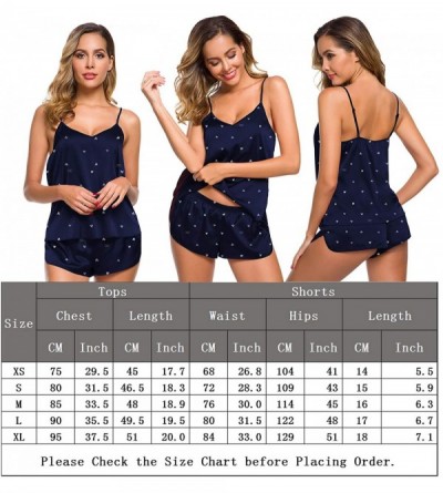 Sets Womens Sexy Lingerie Silk Satin Pajamas Cami Shorts Set Sleepwear - Pat1(heart) - C8196WYGLXY $17.65