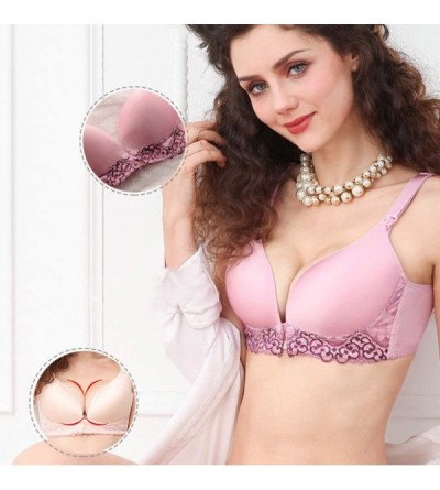 Thermal Underwear Lingerie Sexy Front Close Builtup Padded Nursing Maternity Bras Breathable Wire Free Bra Bralette Push up B...