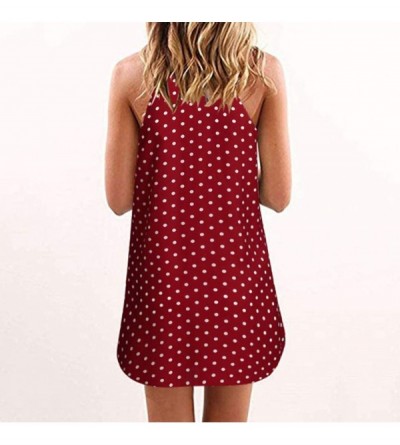 Thermal Underwear Womens Mini Dresses Boho Sleeveless Dress A-Line Tunic Tank Sundress - 10 Red - CX18UEIH5AU $14.84