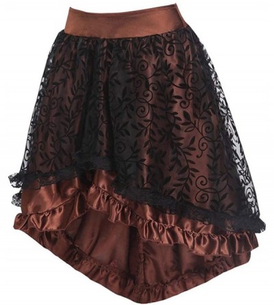 Bottoms Womens Sexy Gothic Floral Lace High Waist Gothic Novelty Corset High Plus Skirt - Brown - CN18Q6KZA3L $16.96