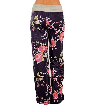 Bottoms Wide Leg Lounge Pants Womens Comfy Stretch Floral Print Drawstring Palazzo Yoga Pajama - Floral Brown - CS1969A753R $...