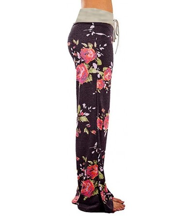 Bottoms Wide Leg Lounge Pants Womens Comfy Stretch Floral Print Drawstring Palazzo Yoga Pajama - Floral Brown - CS1969A753R $...