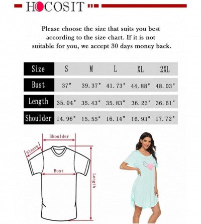 Nightgowns & Sleepshirts Women's Short Sleeve Nightgown Cute Round Neck Print Sleepwear Casual Nightshirt - Green - CE193WZGR...