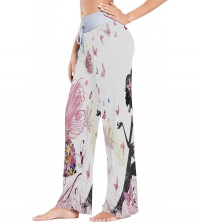 Bottoms Girl Butterfly Floral Women's Pajama Lounge Pants Casual Stretch Pants Wide Leg - C219836Y4OX $21.24