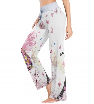 Bottoms Girl Butterfly Floral Women's Pajama Lounge Pants Casual Stretch Pants Wide Leg - C219836Y4OX $21.24