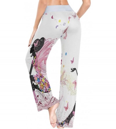 Bottoms Girl Butterfly Floral Women's Pajama Lounge Pants Casual Stretch Pants Wide Leg - C219836Y4OX $21.24