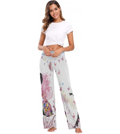 Bottoms Girl Butterfly Floral Women's Pajama Lounge Pants Casual Stretch Pants Wide Leg - C219836Y4OX $21.24