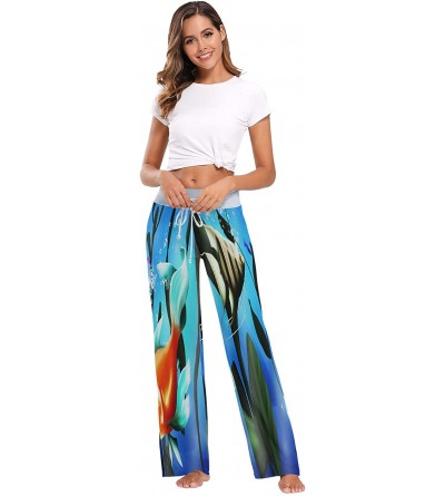 Bottoms Womens Pajama Lounge Pants Vector Aquarium Fish Algae Blue Wide Leg Casual Palazzo Pj Sleep Pants Girls 3d Print 1 - ...