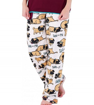 Sets Pajamas for Women- Cute Pajama Pants and Top Set- Separates - Snug as a Pug Pajama Pants - CB189YMLZZA $18.68