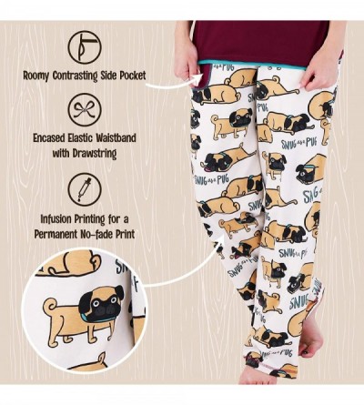 Sets Pajamas for Women- Cute Pajama Pants and Top Set- Separates - Snug as a Pug Pajama Pants - CB189YMLZZA $18.68