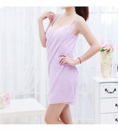 Robes Women's Bath Dress Magic Bath Towel Wearable Soft Fast Drying Beach Spa Bathrobe Wrap Purple - purple - CA189OLDDDG $9.39