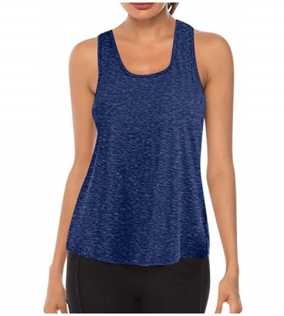 Nightgowns & Sleepshirts Women Workout Tops Mesh Racerback Tank Yoga Shirts Gym Clothes - K-dark Blue - C6190ZXH3L6 $15.44