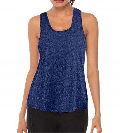 Nightgowns & Sleepshirts Women Workout Tops Mesh Racerback Tank Yoga Shirts Gym Clothes - K-dark Blue - C6190ZXH3L6 $15.44