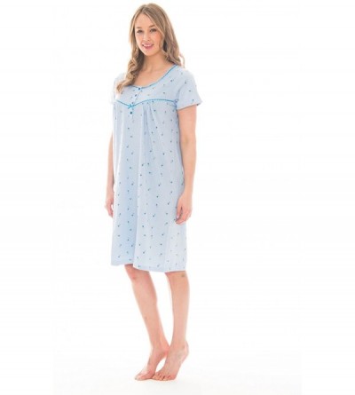 Nightgowns & Sleepshirts Soft Breathable Nightshirt for Women - 40" Skyway Blue Floral - CW1809W5LKC $17.30