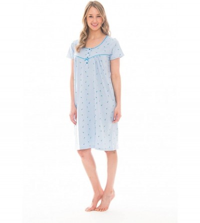 Nightgowns & Sleepshirts Soft Breathable Nightshirt for Women - 40" Skyway Blue Floral - CW1809W5LKC $17.30