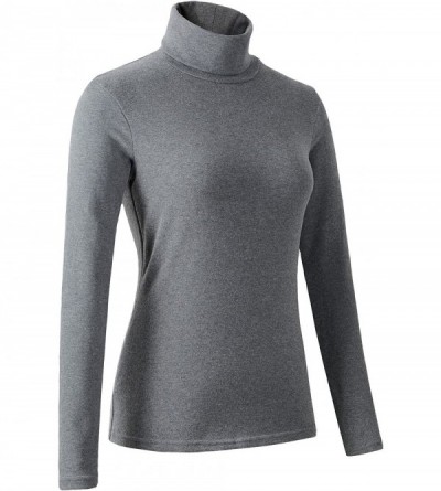 Thermal Underwear Women's Soft Cotton Turtleneck Top Basic Pullover Sweater - Dark Gray - C3186U0NMMM $16.32