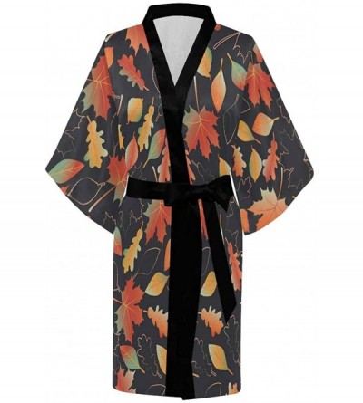 Robes Custom Colorful Maple Leaf Women Kimono Robes Beach Cover Up for Parties Wedding (XS-2XL) - Multi 4 - CE194X55XX9 $53.31