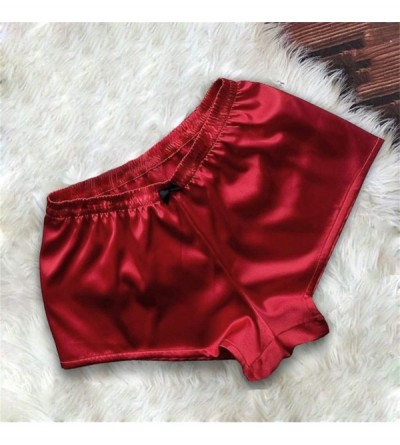 Sets Sleepwear for Women Sexy Satin Lace V Neck Camisole Bowknot Shorts Set Comfortable Pajamas Lingerie - Red - CC1965I6OCG ...