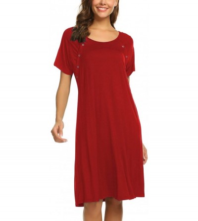 Nightgowns & Sleepshirts Women's Nursing/Delivery/Labor/Hospital Nightdress Short Sleeve Maternity Nightgown with Button - A-...