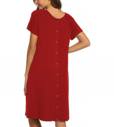 Nightgowns & Sleepshirts Women's Nursing/Delivery/Labor/Hospital Nightdress Short Sleeve Maternity Nightgown with Button - A-...