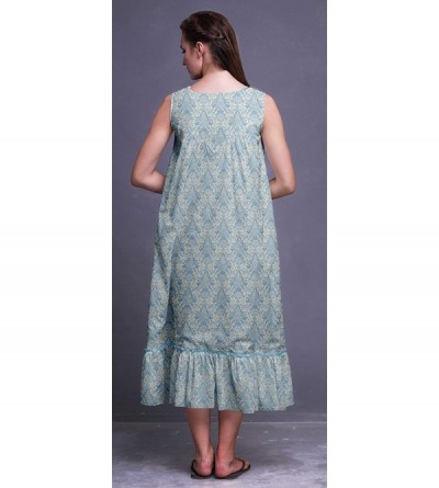 Nightgowns & Sleepshirts Nightgowns for Women Mid-Calf Printed Sleepwear Night Ware Dress - Baby Blue2 - CQ18S8QYOKI $27.09