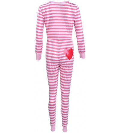 Onesies Women Striped One Piece Pajama Union Suit Underwear Set Long Sleeve Romper Jumpsuit Sleepwear - A Pink - C3192SGR6TL ...