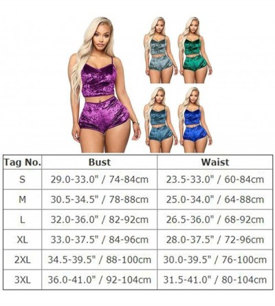 Sets Women's Sexy Velvet Strappy Camisole Cami Top Shorts 2 Piece Pajama Sleepwear Outfit Nightwear Set - Green - CX19DICUYNN...