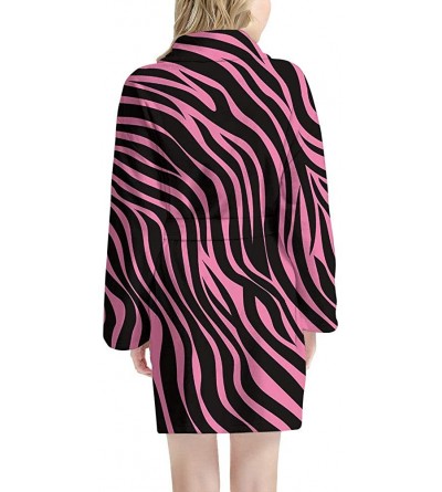 Robes Women Kimono Robes Lightweight Soft Robe Bathrobe Casual Sleepwear Ladies Loungewear Pajamas - Zebra Printed-pink - CY1...