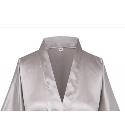 Robes Women's Satin Kimono Robes Short Wedding Bathrobes Bridal Party Dressing Gown - Grey - CN18SGKSMRZ $9.15