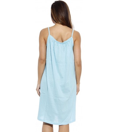 Nightgowns & Sleepshirts Nightgown/Womans Pajamas/Women Sleepwear - Blue Spaghetti Strap - CE12C9OIVJD $12.26