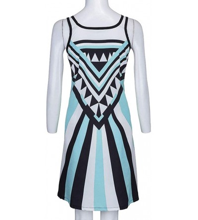 Thermal Underwear Womens Mini Dresses Boho Sleeveless Dress A-Line Tunic Tank Sundress - 3 Light Blue - CL18RXQ0I3C $12.82