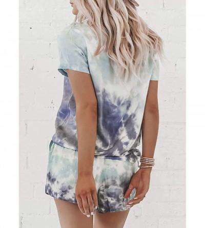 Sets Women's Summer Tie Dye Casual Outfits Round Neck Short Sleeve 2 Piece Short Set - CX190LCQ3QL $23.62