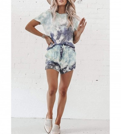 Sets Women's Summer Tie Dye Casual Outfits Round Neck Short Sleeve 2 Piece Short Set - CX190LCQ3QL $23.62