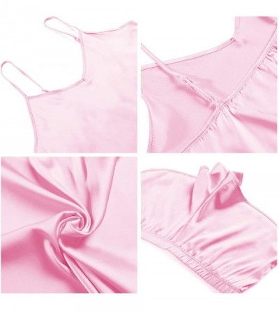 Sets Womens Sexy Satin Cami Pajamas Shorts Set Silk Sleepwear Nightwear - Pink - CQ190435LQU $23.20